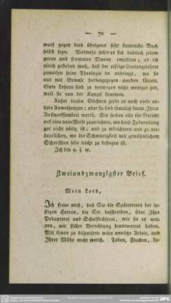 Zweiundzwanzigster Brief