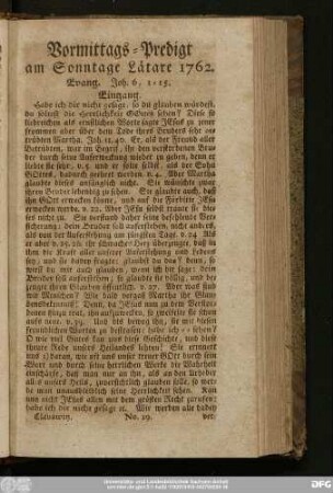 [No. 19.] Vormittags-Predigt am Sonntage Lätare 1762. Evang. Joh. 6, 1 - 15.