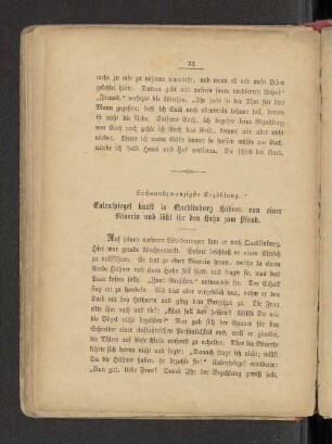 Sechsundzwanzigste Erzählung. Eulenspiegel kauft in Quedlinburg Hühner von einer Bäuerin und läßt ihr den Hahn zum Pfand.
