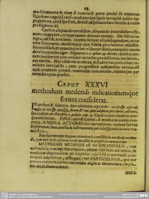 Caput XXXVI methodum medendi indicationumque fontes considerat