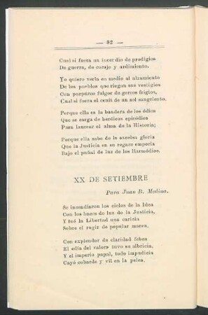 XX de septiembre : Para Juan B. Medina