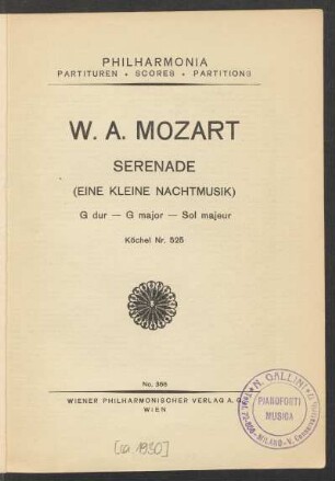 Serenade : (Eine kleine Nachtmusik) : G dur : Köchel Nr. 525