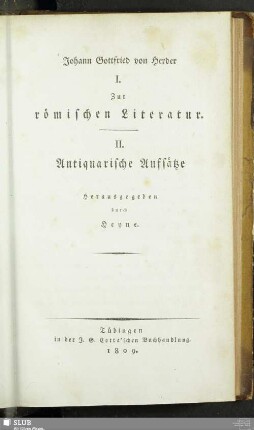11: Zur römischen Literatur. Antiquarische Aufsätze