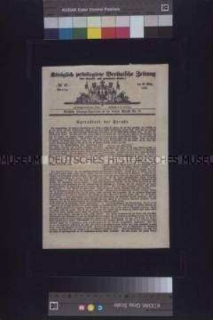 Extrablatt der Freude. Königlich Privilegirte Berlinische Zeitung (Vossische Zeitung), Nr. 67; 20. März 1848