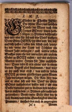 Evangelisches Christ-eyferiges Neu-Jahrs-Gebet; Zu dem Drey-Einigen Gott, Um Aufnahm unter die Decke seiner Güte : Zum Anfang deß Jahrs ... 1699. Für die Evangelisch Kirchen und Pfarr-Gemeinden in Augspurg