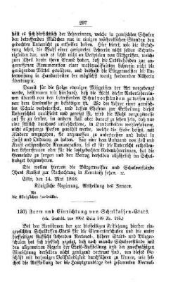 Form und Einrichtung von Schulkassen-Etats : [V. Elementarschulwesen]