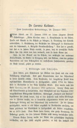 29-50 Dr. Lorenz Kellner : zum hundertsten Geburtstage, 29. Januar 1911