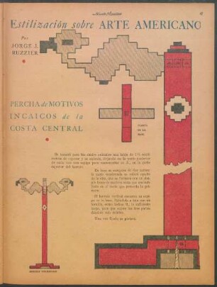 Estilización sobre arte americano [Dibujos] : Percha de motivos de la costa central