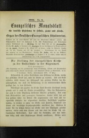 ¬Die¬ Stellung der evangelischen Kirche zu der Volksschule in der Gegenwart : (mit Beziehung auf die gleichnamige durch Erfahrung, Wärme und Besonnenheit gleich ansprechende Schrift des Kirchen- und Schulrats Kittan zu Rudolstadt)