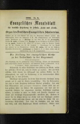 ¬Die¬ Stellung der evangelischen Kirche zu der Volksschule in der Gegenwart : (mit Beziehung auf die gleichnamige durch Erfahrung, Wärme und Besonnenheit gleich ansprechende Schrift des Kirchen- und Schulrats Kittan zu Rudolstadt)