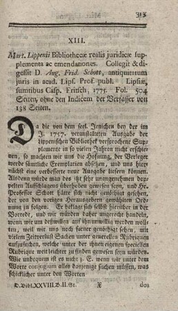 Bibliotheca realis iuridica. Suppl.I.