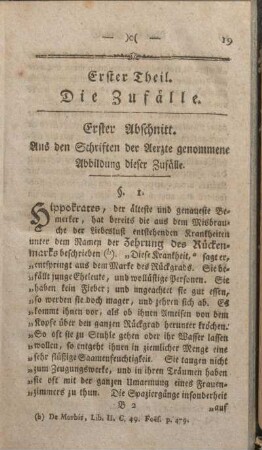 Erster Theil. Die Zufälle.