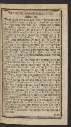 Von der unterschiedenen Kalenderrechnung.