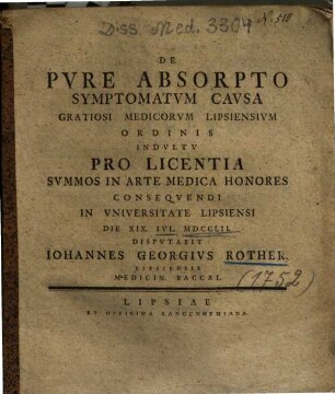 De Pvre Absorpto Symptomatvm Cavsa