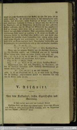 V. Abschnitt. Von dem Kalkmörtel, dessen Eigenschaften und Bereitung