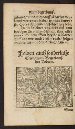 Folgen auch sonderliche Geseng zum Begrebnuß der Todten.