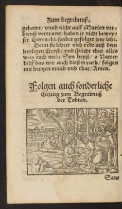 Folgen auch sonderliche Geseng zum Begrebnuß der Todten.