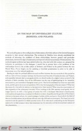 On the Map of Universalist Culture (Bohemia and Poland)