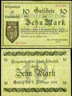 Elberfeld, Notgeld, 10 Mark
