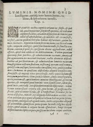 Luminis Nomine quid Intelligatur [...] Cap. 1.