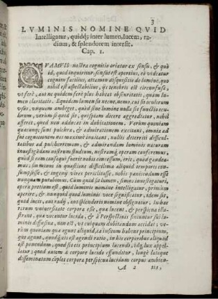 Luminis Nomine quid Intelligatur [...] Cap. 1.
