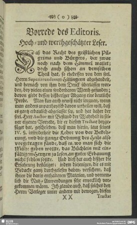 Vorrede des Editoris
