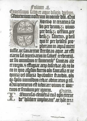 Agenda. Leipzig, 1501. Buchdruck und Buchmalerei. Titelblatt mit Initiale "A". Dresden: SLUB 1 X 806