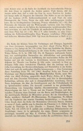 253 [Rezension] Texte zur Mariologie und Marienverehrung der mittelalterlichen Kirche