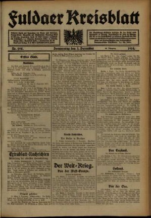 Ausgabe vom Donnerstag, den 03. Dezember 1914.