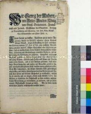 Verordnung von König Georg II. von Großbritannien für das Herzogtum Braunschweig-Lüneburg betreffend Feld- und Gartendiebstähle