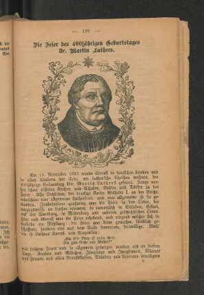 Die Feier des 400jährigen Geburtstages Dr. Martin Luthers.