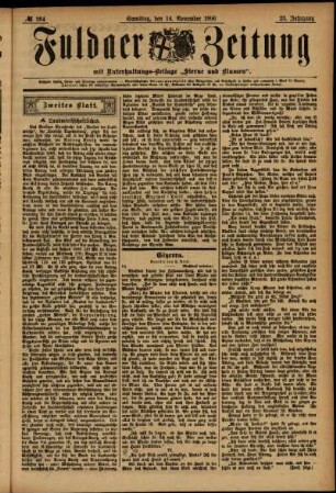 Zweite Ausgabe vom Samstag, den 14. November 1896.
