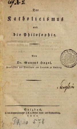 Der Katholicismus und die Philosophie