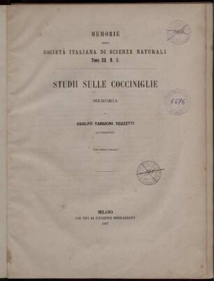 Studii Sulle Cocciniglie : Memoria