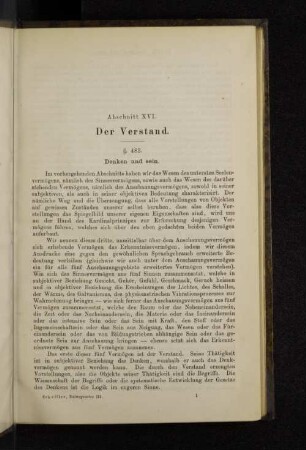 Abschnitt XVI. Der Versatnd.
