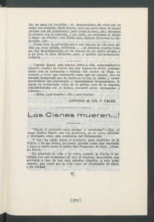Los Cisnes mueren....!