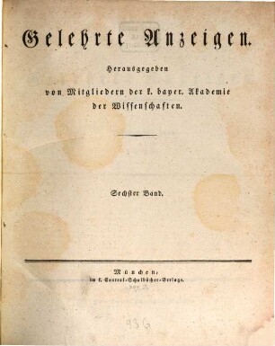 Gelehrte Anzeigen. 6. 1838