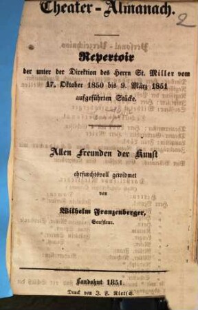 Theater-Almanach, 1850/51 (1851), 17. Okt. - 9. März = 1