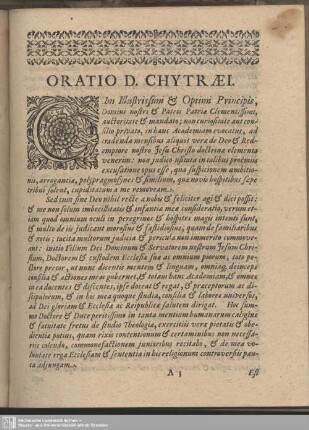 Oratio D. Chytraei