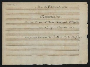 Quartette; vl (2), vla, vlc; B-Dur; G 220; op.44,1
