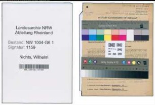 Entnazifizierung Wilhelm Nichts , geb. 26.05.1898 (Buchhalter)