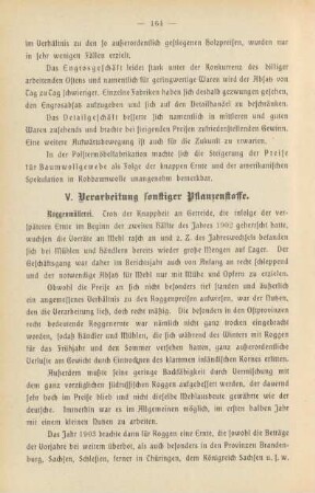 V. Verarbeitung sonstiger Pflanzenstoffe.