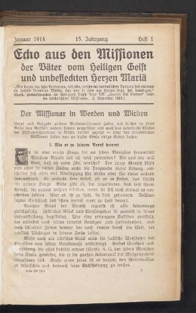 Januar 1914. Heft 1