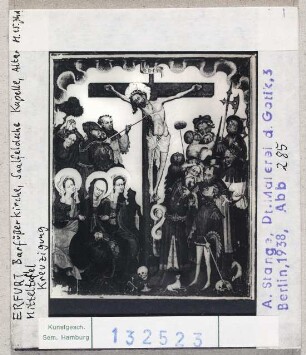 Erfurt, Barfüßerkirche: Saalfeldsche Kapelle, Altar, Mitteltafel mit Kreuzigung