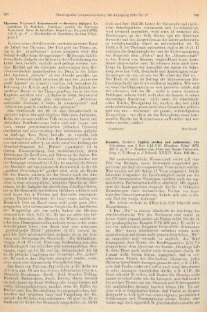 767-768 [Rezension] Thysman, Raymond, Communauté et directives éthiques