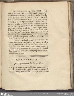 Chapitre CXLI. De la fabrication du Vitriol blanc