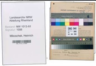 Entnazifizierung Heinrich Mikoschek , geb. 07.01.1890 (Schlosser)