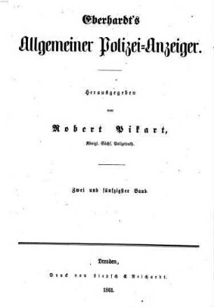 Eberhardt's allgemeiner Polizei-Anzeiger. 52. 1861 = Jan. - Juni