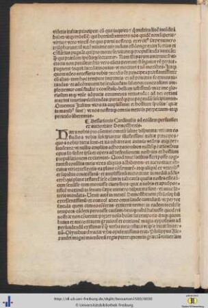 Bessarionis Cardinalis ad eosdem persuasio: ex auctoritate Demosthenis