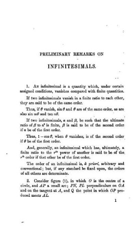 Preliminary remarks on infinitesimals.